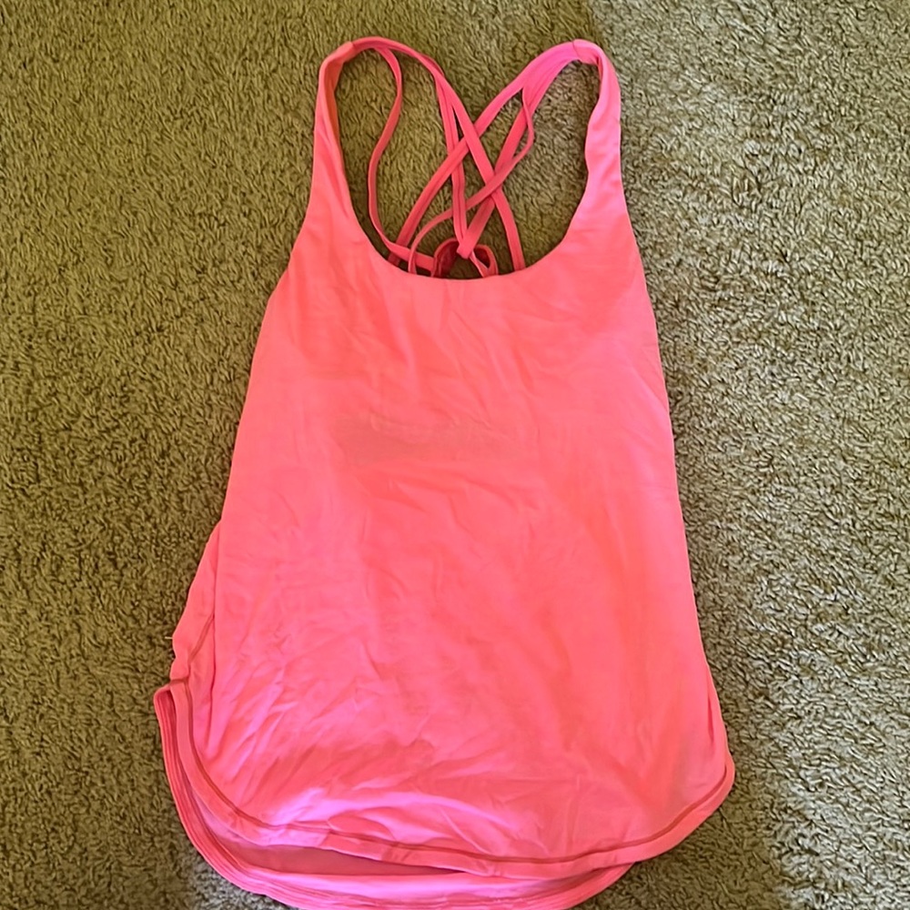 Pink lululemon tank top with built in sports bra